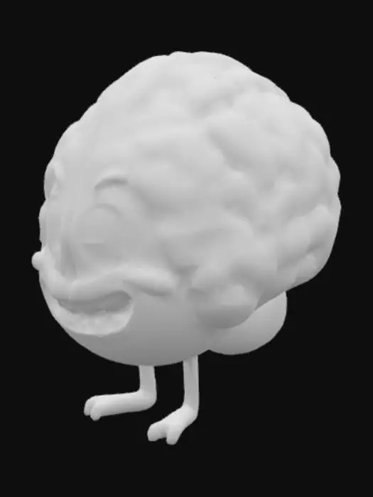 3D model for A brain, Cartoon Style, and the Impression thät someone Bit from it