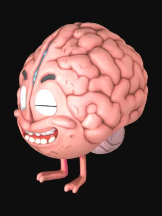 3D model for A brain, Cartoon Style, and the Impression thät someone Bit from it