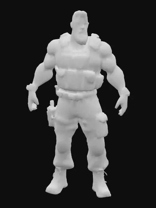 3D model for a survival game character, male, checked shirt, army trouses, leather belt, scar in face, beard, black short hair, #PBR#, standing in T pose