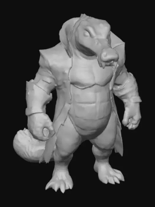 3D model for #villain#, super Bösewicht im Anime Stil, Krokodil Typ von once piece ähnlich