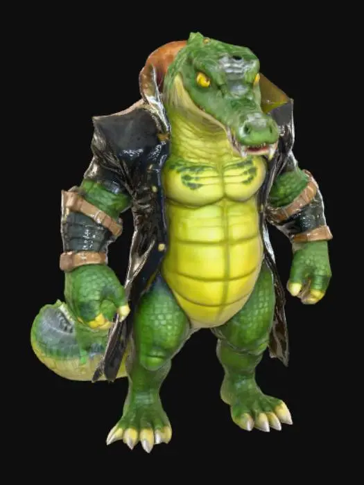 3D model for #villain#, super Bösewicht im Anime Stil, Krokodil Typ von once piece ähnlich