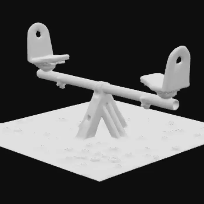 3D model for Vergessene Wippe eines Kinder Spielplatzes rostig und zerstört , #PBR#