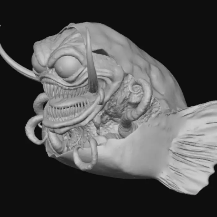 3D model for #Halloween2025#, candy, but inside the package it IS a Mimic with crazy Long teeth and a crazy gaze