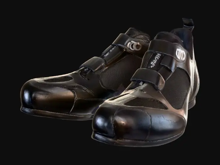 3D model for A pair of black road chcling shoes.