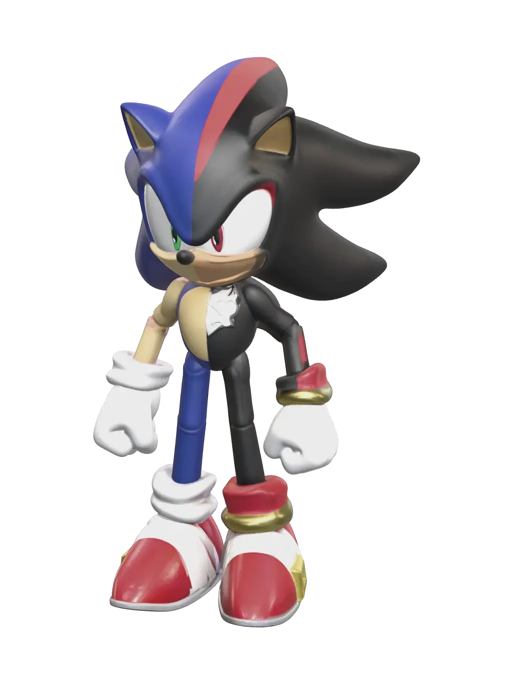 Realistic Shadow The Hedgehog Shoes 3D model, vytvořený pomocí AI