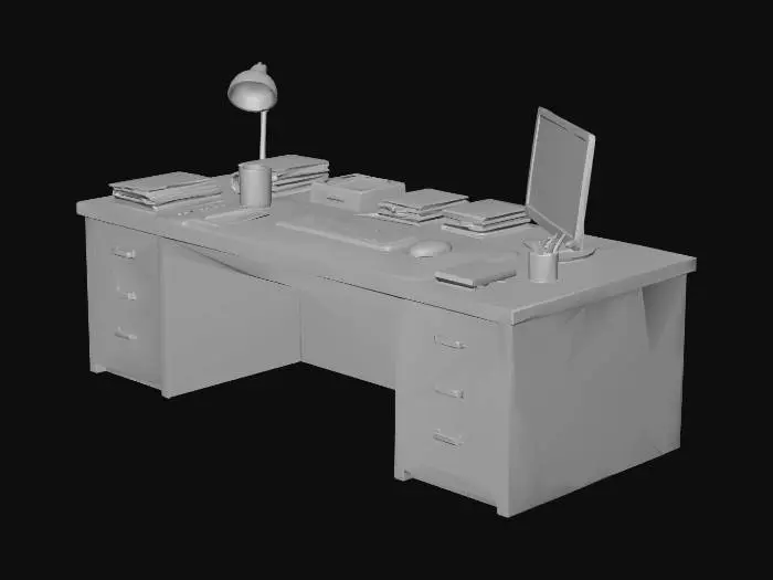 3D model for Cluttered Wooden Office Desk