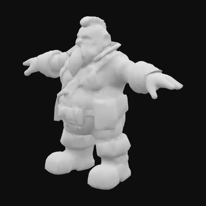 3D model for dwarf , minion , muscles , armor , low poly , T Pose , big boots , #AroundTheWorld# , brown leather clothes