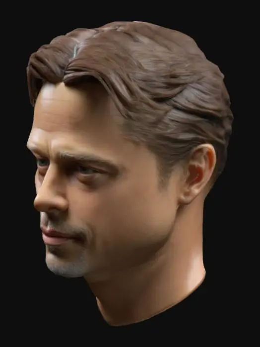3D model for hyper realistic head of Brad Pitt for action figure