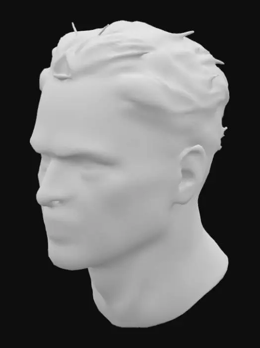 3D model for action figure style brad pitt head. mesh with high detail.