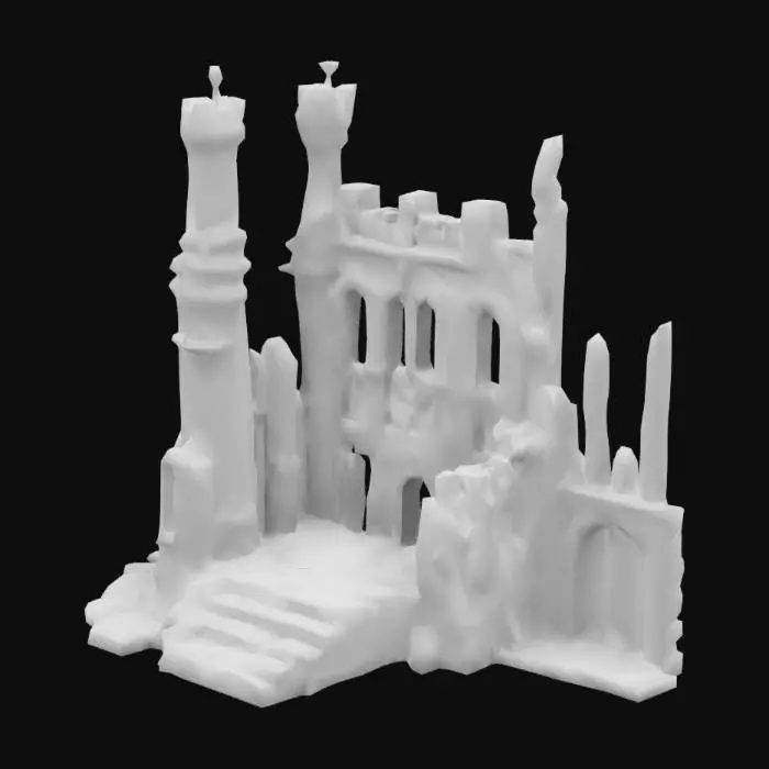 3D model for Broken Tower, fantasy, dark fantasy, medieval