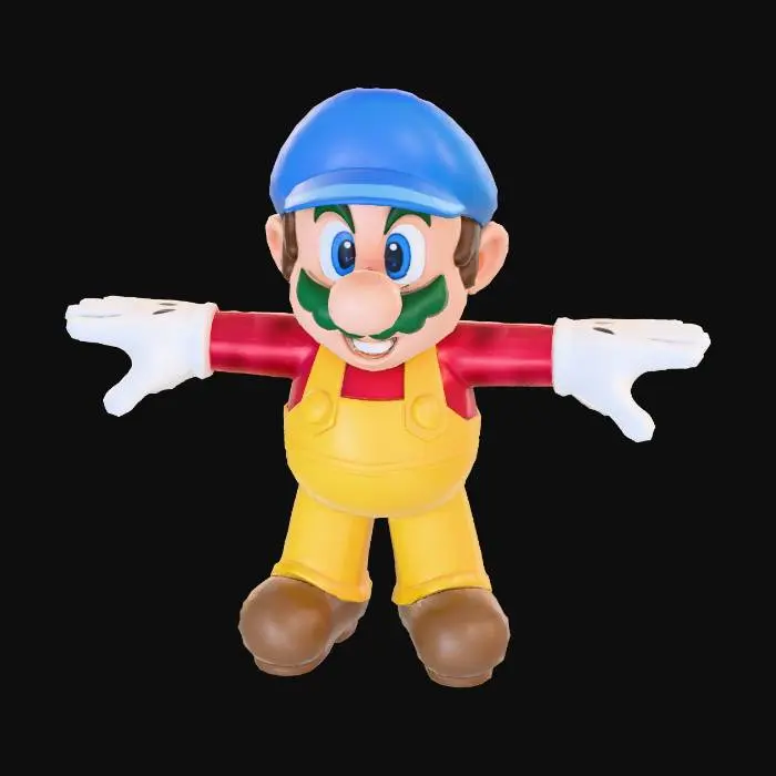 3D model for L'image est mario mais fait le un peu différent: le chapeau doit etre bleu la salopette jaune et les manches marron