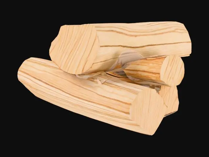 3D model for 薪、1本、割った薪、広葉樹