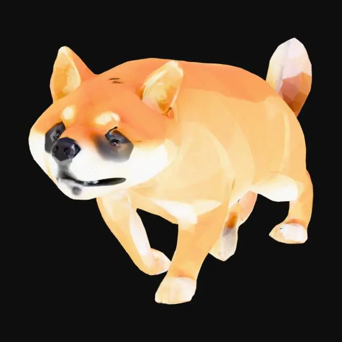 3D model for 芝犬、ローポリ、四つ足、左右対称、かわいい、