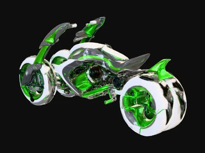 3D model for Futuristic Green Motorcycle Design