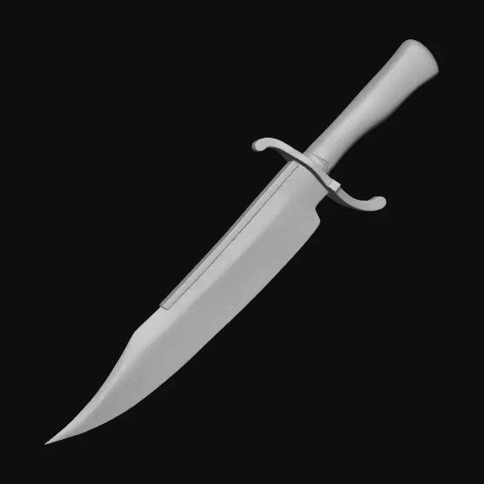 3D model for Bowie Knife with Wooden Handle and Gold Accents