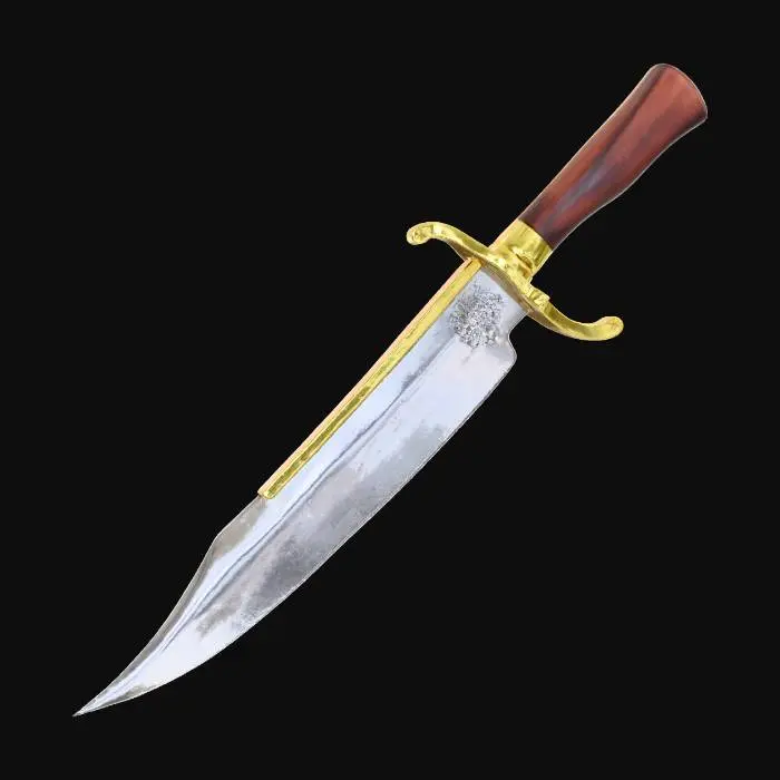 3D model for Bowie Knife with Wooden Handle and Gold Accents