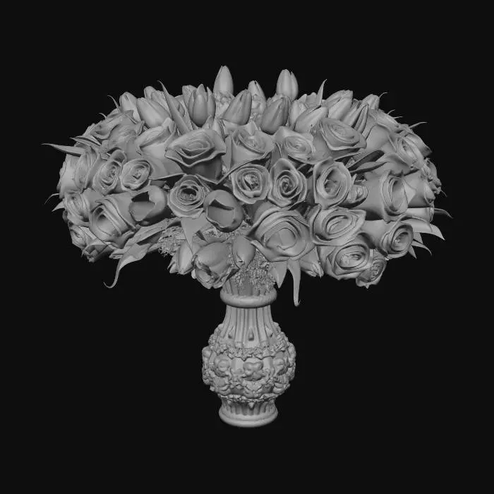 3D model for 3D bouquet with Rose and Tulips. Make it grandious