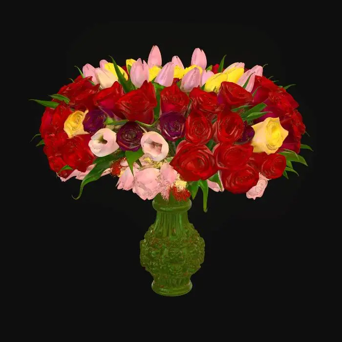 3D model for 3D bouquet with Rose and Tulips. Make it grandious