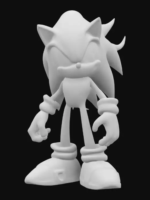 3D model for Sonic the hedgehog, Venom, Marvel, Sega, Anime, Stylized, Carved, Highly Detailed, Organic, Full Body, Symmetrical Body, Organic, Fantasy