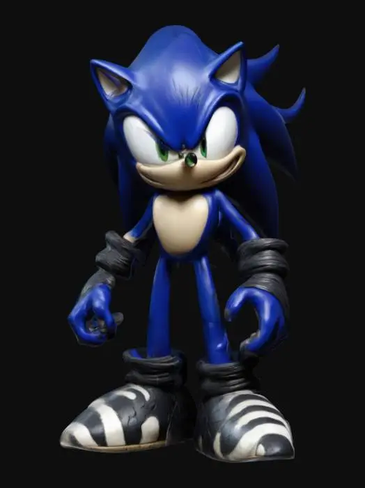 3D model for Sonic the hedgehog, Venom, Marvel, Sega, Anime, Stylized, Carved, Highly Detailed, Organic, Full Body, Symmetrical Body, Organic, Fantasy