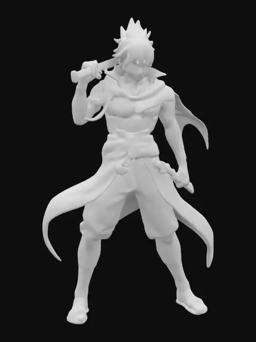 3D model for Sasuke Uchiha x One piece, Anime, Stylized, Carved, Highly Detailed, Organic, Full Body, Marvel, Symmetrical Body.