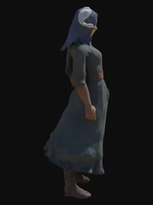 3D model for Tiefling in Green Robe as a dnd miniature with circular base