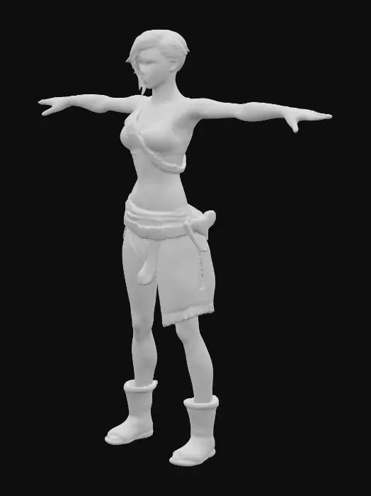 3D model for Ein Abenteurer, schmächtig mit leichter Muskulatur, blonder Pferdeschwanz, schmutzige, zerrissene schlichte Kleidung, Wunden und Narben am Körper in T-Pose