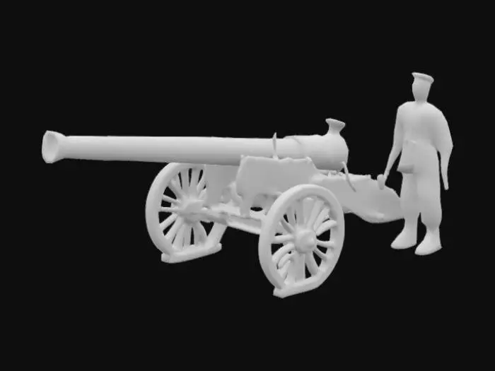 3D model for now make a feild gun with crew for the troops 
base it of the British 18 pounder field  gun