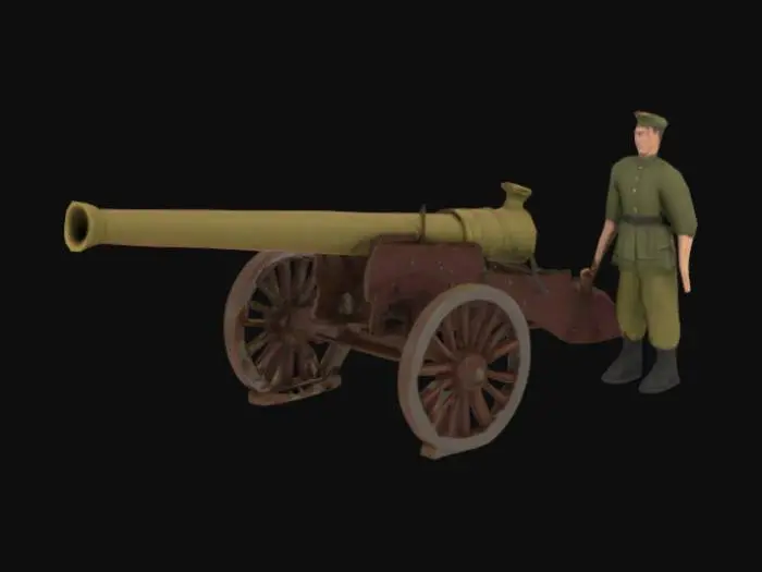 3D model for now make a feild gun with crew for the troops 
base it of the British 18 pounder field  gun