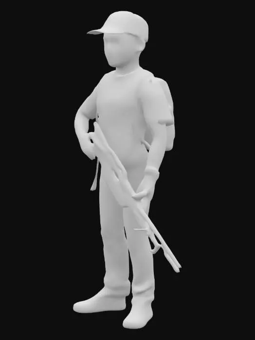 3D model for a student holding a shotgun
