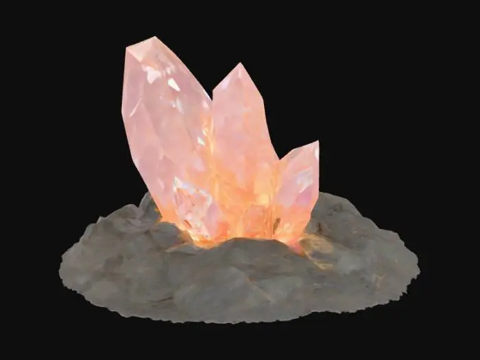 3D model for crystallized faceted  abstract shard embedded in rocky earth