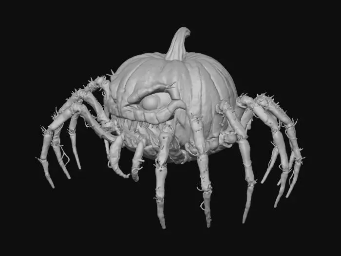 3D model for “A terrifying hybrid of a pumpkin and a spider, highly detailed and realistic. The main body is a large, carved jack-o’-lantern pumpkin with glowing, sinister eyes and a jagged mouth, seamlessly fused with eight spindly, organic spider legs that curl outward for balance. The surface of the pumpkin shows rough texture, scratches, and veins like dried vines. Some faint cobwebs cling between the legs. Designed for 3D printing, with clear structure, moderate polygon count, and balanced geometry for tabletop or yard decoration.”

Style Tags:
horror, Halloween, realistic, organic, 3d printable, creepy, pumpkin, arachnid, fantasy creature