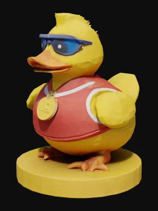 3D model for elite gold medal winning track athlete rubber duck sitting without feet
