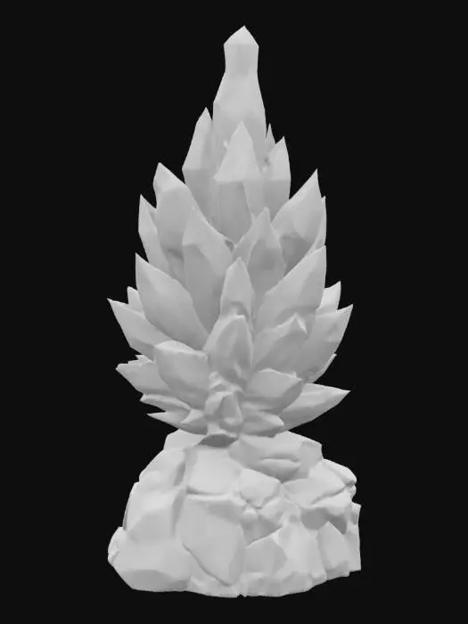 3D model for abstract spiky spiked crystallized cactus with rocky base