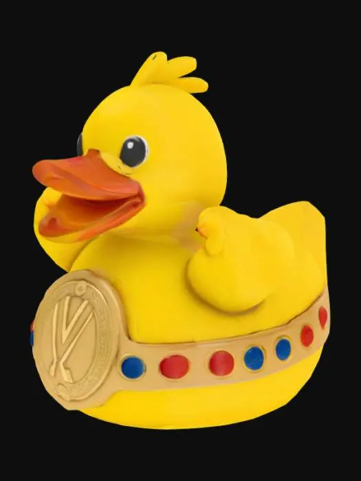 3D model for professional wrestler rubber duck wearing a championship belt around its waist.