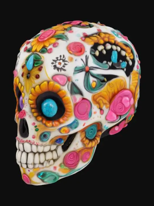 3D model for solid decorative sugar skull with precious stones for eyes

