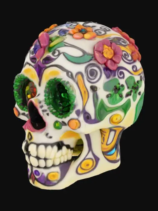 3D model for solid decorative sugar skull with precious stones for eyes
