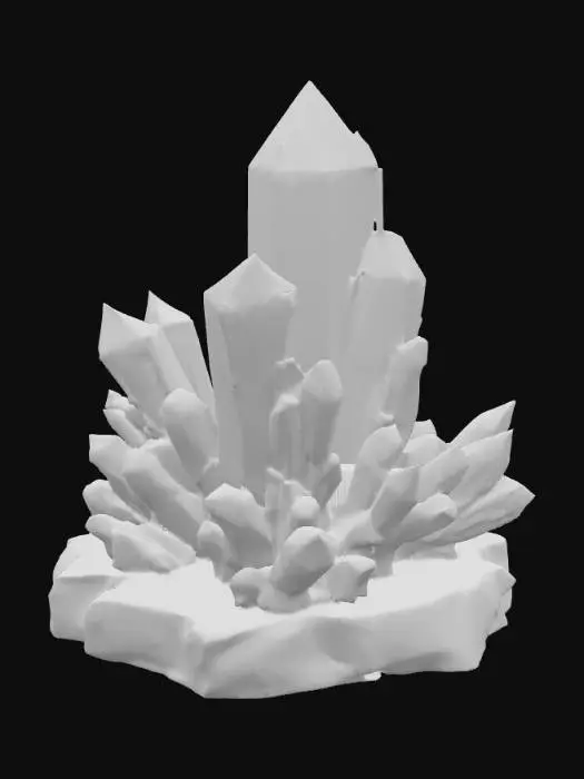 3D model for modern abstract on a flat rocky base combining crystal shards and elements of a geode