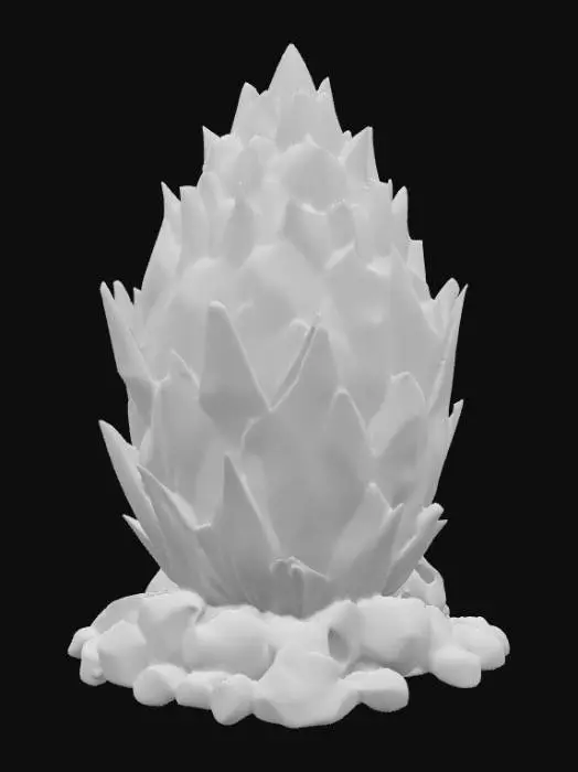 3D model for spiky craggy crystal dragon egg atop a bed of precious gems and rocks.  bottom should be completely flat and solid.