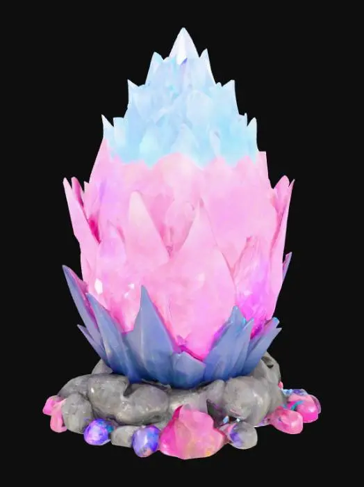3D model for spiky craggy crystal dragon egg atop a bed of precious gems and rocks.  bottom should be completely flat and solid.