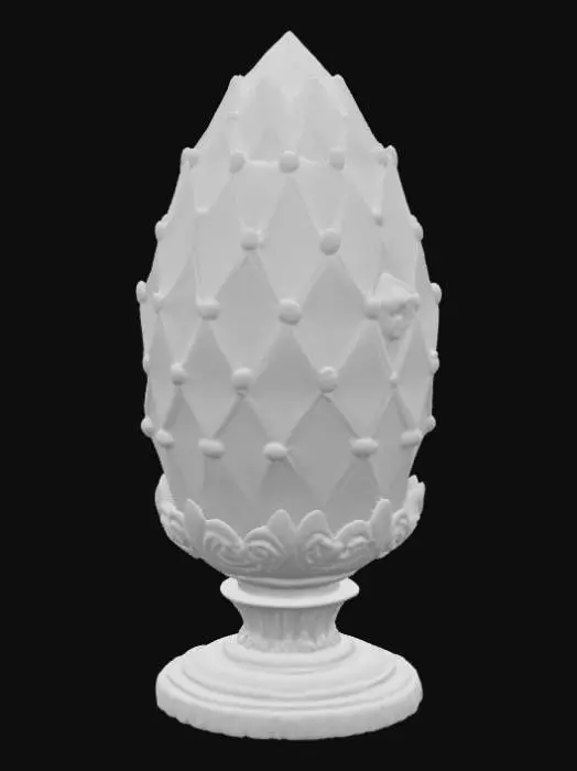 3D model for "An ancient dragon egg carved from crystal, covered in glowing engraved runes and sharp gemstone facets. Egg rests on a built-in pedestal base. Hyper-detailed, mystical, fantasy-inspired, optimized for 3D printing, solid geometry."