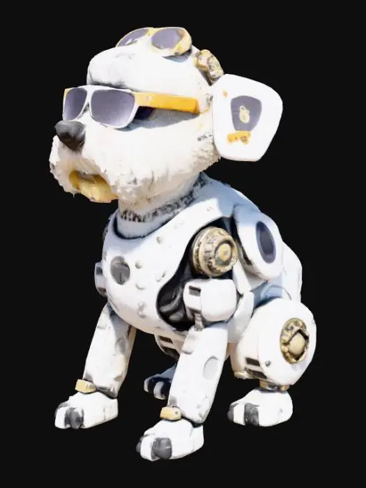3D model for robotic mechanical old english sheepdog with gears wearing oakley sunglasses