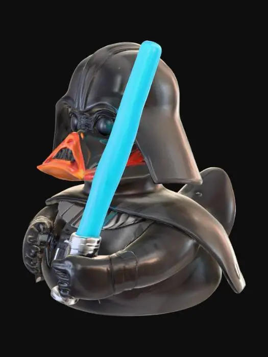 3D model for Darth Vader Rubber Duck holding a lightsaber.  Optimized for 3D printing.