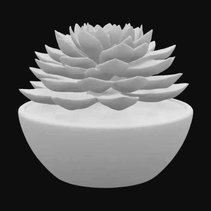 3D model for Crassula Buddha's Temple sitting in a square pot with rocks and flat base