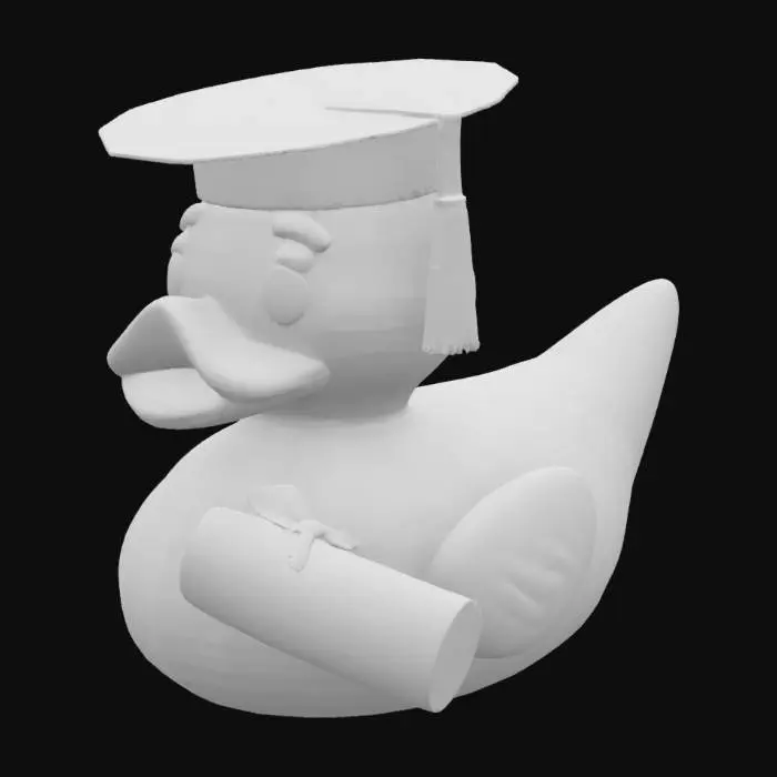 3D model for Graduation Rubber Duck holding rolled diploma