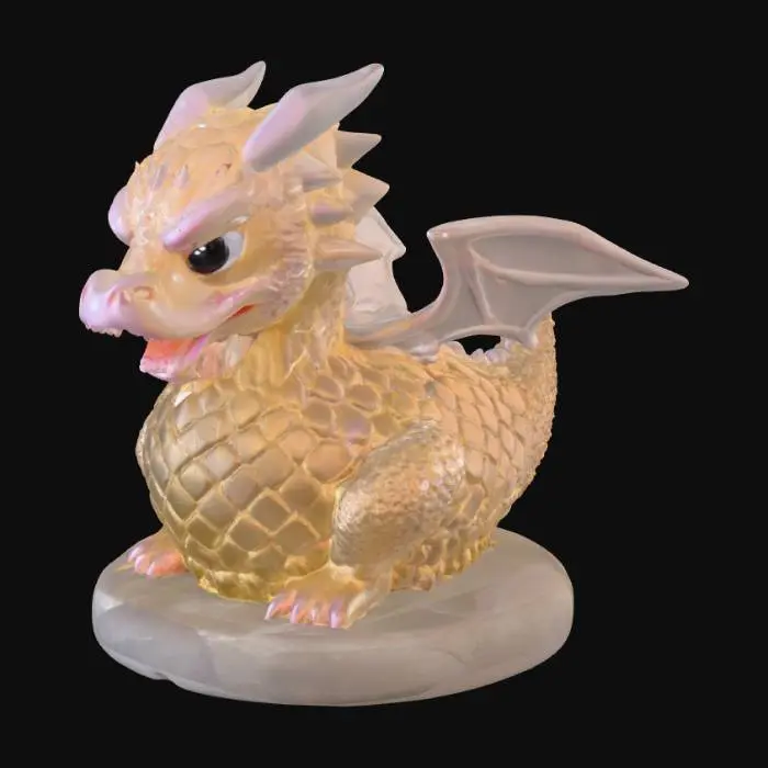3D model for fierce scaly crystal dragon rubber duck, stylized toy, faceted crystal spines, hex/diamond scales, small bat wings, angry brows, short circular base, matte stone.  no fur, no feathers, no metal, no realistic skin, no open mouth, no textures on base