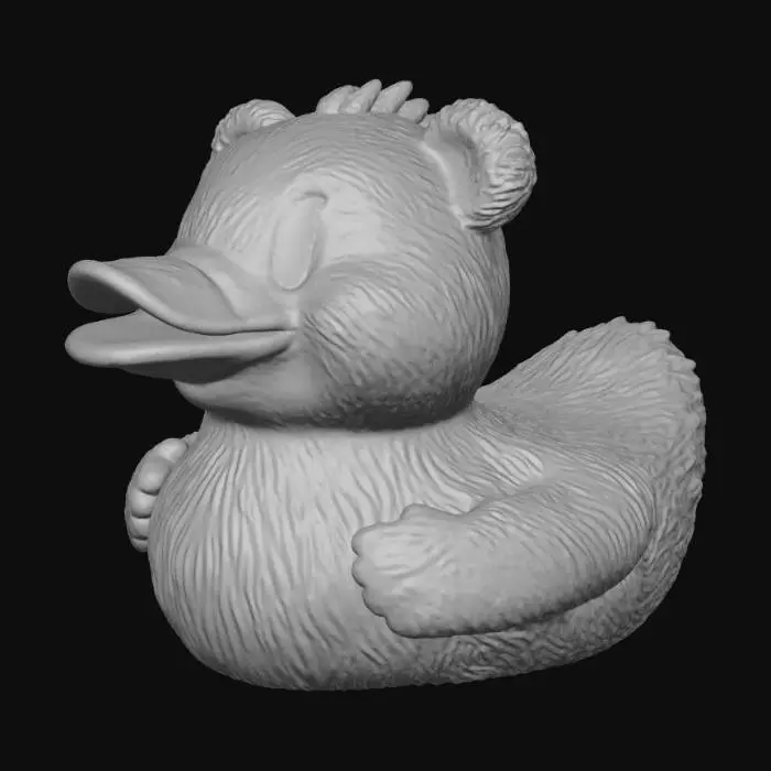 3D model for A polar bear–themed rubber duck mascot designed for Jeep ducking.
Combine the chunky, rounded body of a classic rubber duck with the cute yet confident look of a polar bear. Give it small rounded bear ears, a slightly proud chest, and a big friendly grin.
The style should be bold and expressive, with defined features, cartoonish charm, and a sense of adventure — like a tiny polar explorer ready to ride on a Jeep dashboard. Add raised details such as a mini scarf and hat.
Keep geometry solid, watertight, and single-piece, with no thin or overhanging parts. Surfaces should be rounded with furry texture.
Style keywords: adorable, adventurous, polar explorer, collectible, mascot-like, cleanly modeled.
