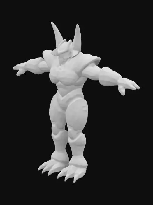 3D model for Create a detailed, military armored alien NPC in a T-pose for an FPS game, inspired by H. R. Giger, 90's sci-fi movies, comic books, and action figures. Include intricate textures, vivid colors, and unique anatomical features.