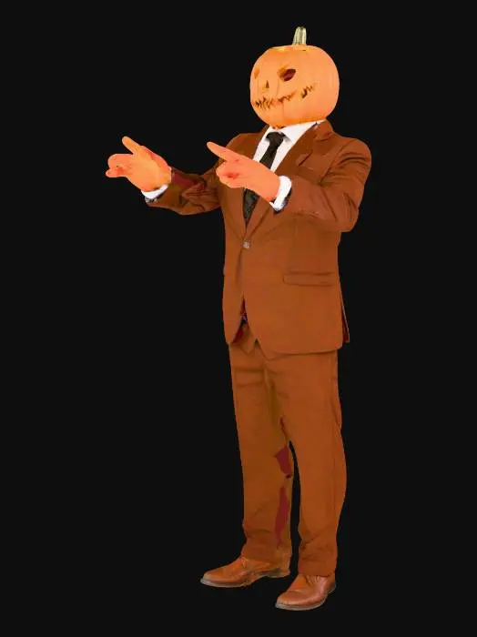 3D model for Un homme citrouille effrayant habillé en costume cravate