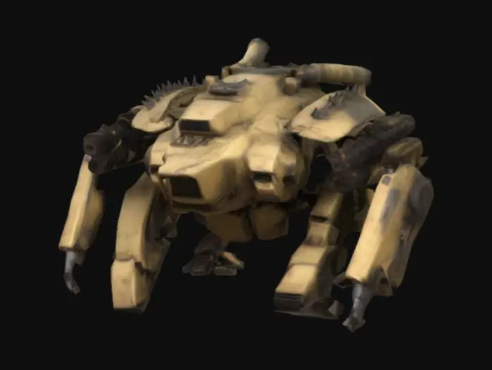 3D model for A unit for an RTS game. A mechanized warrior, transformed from a battle tank. Game ready asset.